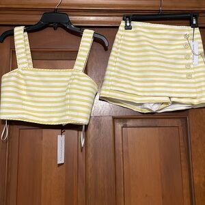 Christian Lacroix NWT two piece yellow and white nautical set